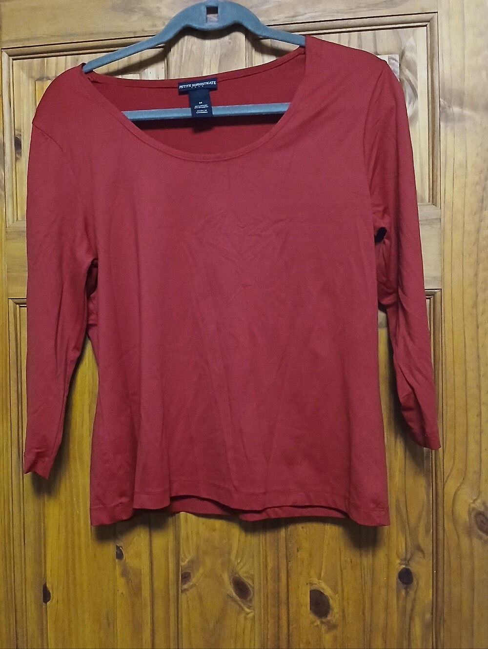 Petite Sophisticate Red Scoop Neck Top